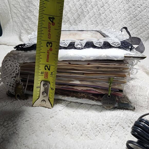 Black/White Lace/Victorian Junk Journal,  9.5 x 6 x2.5 - Picture 8 of 9